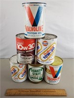 Vintage Composite Quart Oil Cans - Full