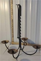 Wrought iron and copper hanging candelabra