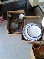 TWO BOXES OF DISHES AND MISC.