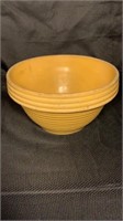 Antique Multi-Ring Molded Yellow Ware Mixing Bowl