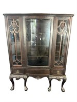 MAHOGANY SQUARE GLASS CHIPPENDALE CHINA CLOSET