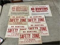 7 vintage paper "No hunting" signs unused