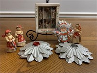Vintage Christmas candle holders and angel
