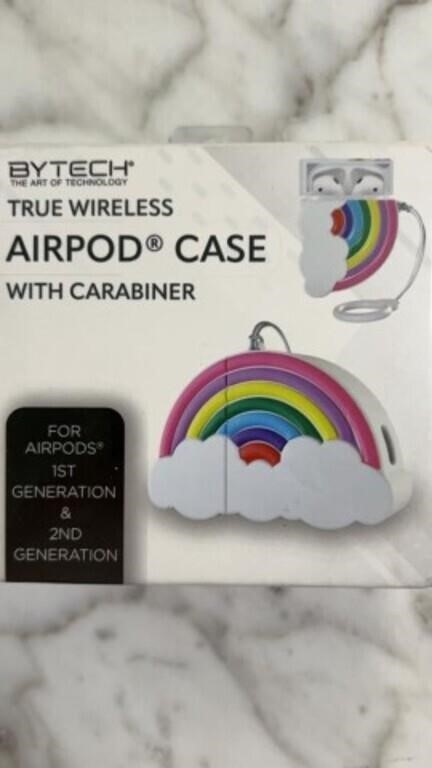 Rainbow AirPod case with carabiner, new in box