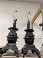 2 Pot Bellied Stove Table Lamps no shades 30"H