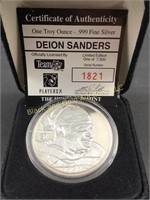 Deion Sanders one troy ounce silver round