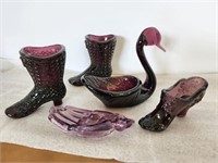 Purple Glass shoes, swan, hand