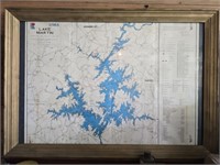 Framed Russell Lands lake Martin map