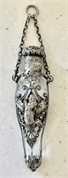 Ornate silverplate scent bottle for chatelaine