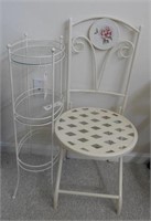 Metal folding chair with Rose Mosaic splat and