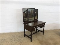 Mahogany Empire Table with Trifold Mirror