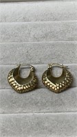 10k Gold 3/4" Puffed Hammered Earrings Weighs 1.8