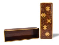 Japanese Lacquer Document Box with Gilt Kamon