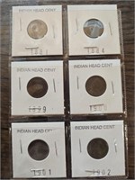 Lot of 6 Indian Head Cents