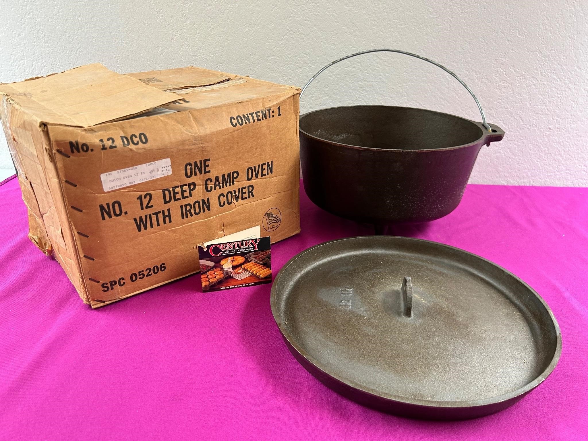 No. 12 Cast Iron Deep Camp Dutch Oven w Cover