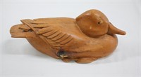 Hand Carved Wooden Duck Figurine 5"h