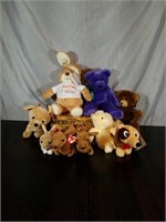 (9) Plush stuffed Animals In A Photo Box