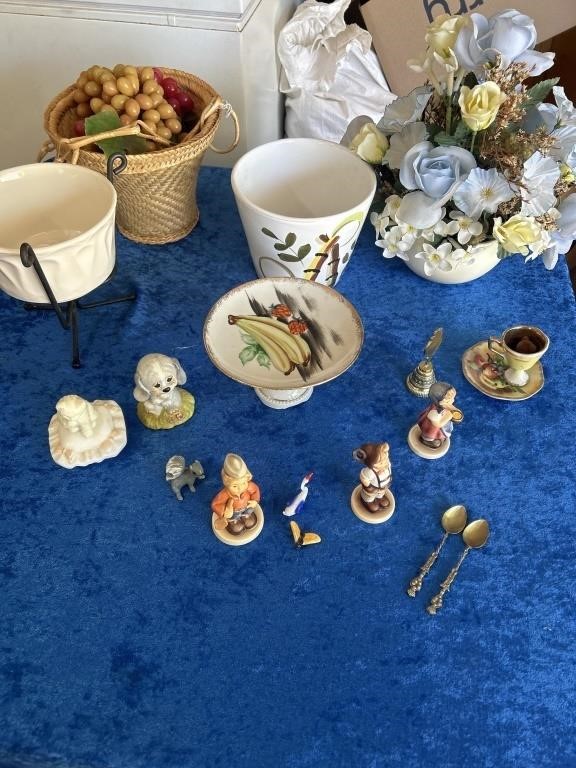 Hummel figurines, flowers pots & misc