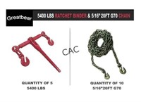 NEW 5400LB Ratchet Binders and Chains