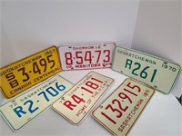 5 Sask. License Plates & 1 Manitoba License Plate