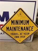 Metal road maintenance road sign