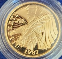 B - 1987 US CONSTITUTION GOLD FIVE DOLLAR COIN (C3