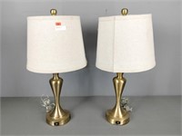 Pair Of Metal Lamps W/ 2 Usb Ports