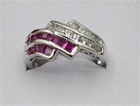 Sterling Ruby / White Sapphire Ring 
Lab Grown