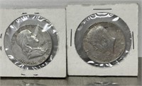 Pair of silver half dollar coins 1961 & 1964 2