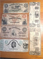 6 Civil War and Pre Civil War Paper Currency