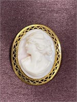 Antique Gold Filled Cameo Brooch