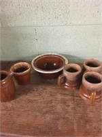 Brown drip glazed pottery lot