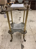 ORNATE FRENCH TWO TIER METAL AND MARBLE PLANT