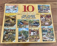 C4)  Puzzles-10 pack, 100, 300, 500 pieces.