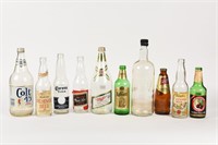 LOT OF 10 VINTAGE BREWERY & LIQUOR BOTTLES