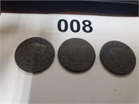 (3) US LARGE CENTS, CANNOT READ DATES