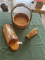 Wooden Basket & Other Wooden Pieces