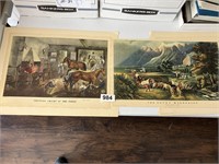Set of 2 Currier & Ives lithographs (2x bid)