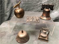 Assorted Metal Bells, Sharpener, Buckle, Etc
