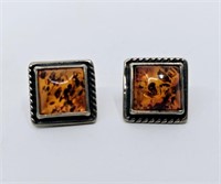 Polish Sterling Silver Baltic Amber Earrings