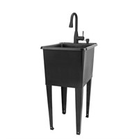 Black Space Saver Utility Sink by JS Jackson Suppl