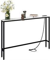 5.9" Skinny Console Table with Outlet, 47" Sllm