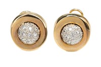 PAIR OF 14K GOLD AND PAVE DIAMOND EARRINGS, 13g