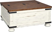 Farmhouse Coffee Table with Hinged Lift Top  White