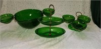 ANCHOR HOCKING FOREST GREEN SERVING PIECES
