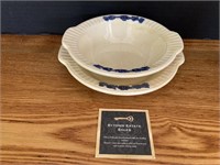 Cream & Blue Bowl & Plate Set