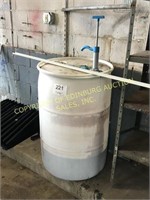 55gal poly drum with pump (of soap) and metal