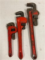 Pipe wrench set. 8”. 10”. 14”