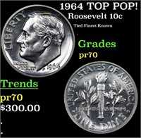 Proof 1964 Roosevelt Dime TOP POP! 10c Graded pr70