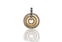 Diamond & tri colour 18ct gold circle pendant